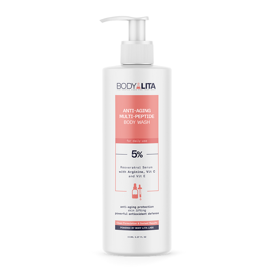 BodyLita Multi-Peptide 5% Serum Anti-Aging Body Wash with Resveratrol & Hyaluronic Acid, 150ml