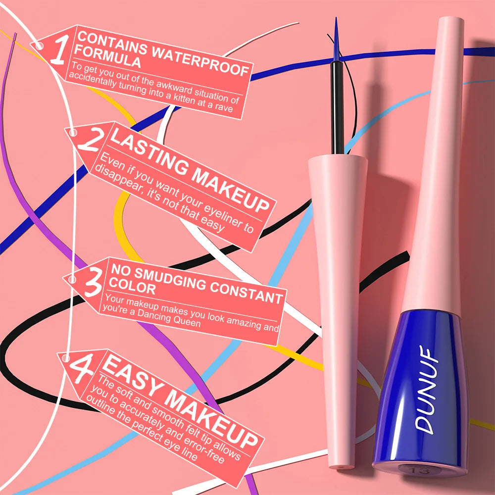 7ML Colourful Liquid Eyeliner Waterproof Lasting Matte Eyeliner Quick Drying Eyes Makeup Tools Black Pink Eyeliner beauty Cosmet