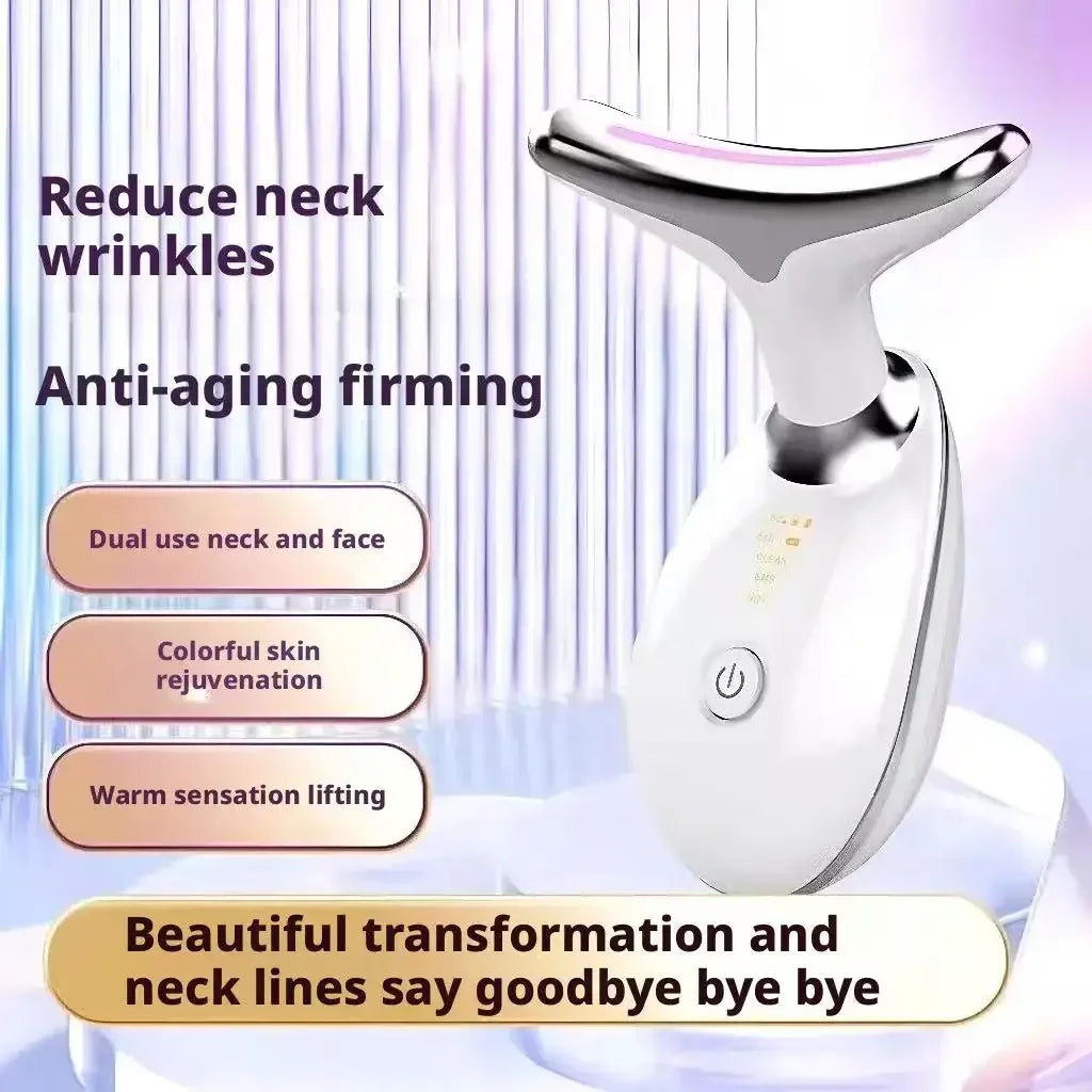 7 Colors LED Face Neck Massager Anti Wrinkle Skin Tightening Lifting Device EMS Microcurrent Double Chin Remover Facial Beauty