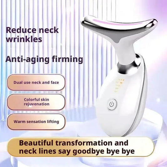 7 Colors LED Face Neck Massager Anti Wrinkle Skin Tightening Lifting Device EMS Microcurrent Double Chin Remover Facial Beauty