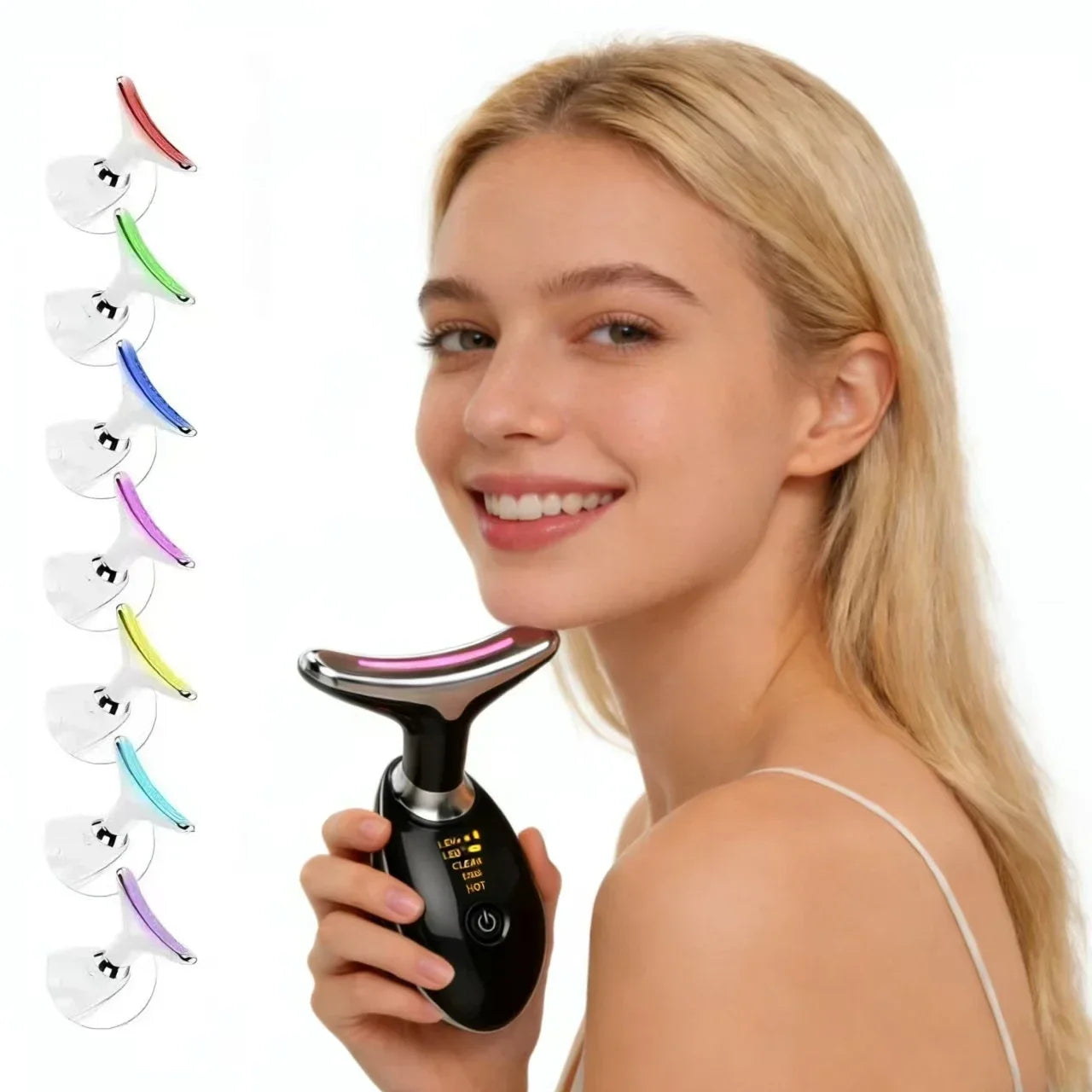 7 Colors LED Face Neck Massager Anti Wrinkle Skin Tightening Lifting Device EMS Microcurrent Double Chin Remover Facial Beauty
